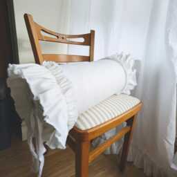 French Farmhouse White Bolster Ruffled Frilly Lumbar Shabby Chic Throw - thumbnail 2