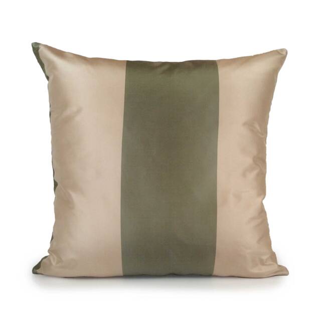 Lime Green & Beige Pillow, Throw Pillow Cover, Decorative Cushion Covers, Accent Silk Blend, Stripe Decor - image 1