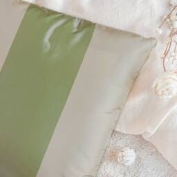 Lime Green & Beige Pillow, Throw Pillow Cover, Decorative Cushion Covers, Accent Silk Blend, Stripe Decor - thumbnail 4
