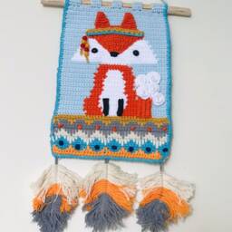 Crochet Woodland Wall Hanging Decor For Nursery & Kids Bedroom Home Decor, Ornament - thumbnail 3