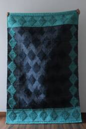 Handwoven Hemp Jute Rug Blue Cyan Dhurrie - 8 X 10 Ft - thumbnail 1