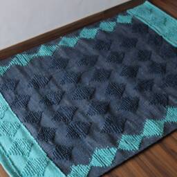 Handwoven Hemp Jute Rug Blue Cyan Dhurrie - 8 X 10 Ft - thumbnail 2