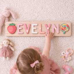Personalised Wooden Name Puzzle For Toddlers - 1st Birthday Gift Baby Shower Early Learning Montessori Toy - thumbnail 3