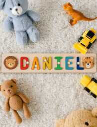 Personalised Wooden Name Puzzle For Toddlers - 1st Birthday Gift Baby Shower Early Learning Montessori Toy - thumbnail 1