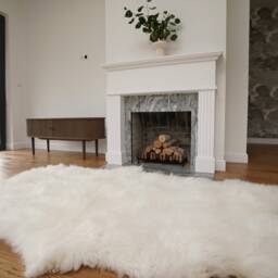 Giant Sheepskin Rug, Cream White Throw, Genuine Leather, 79x44 - thumbnail 4