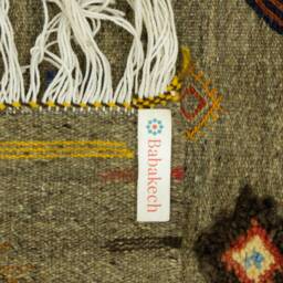 Brown Moroccan Kilim Rug Handwoven Wool Geometric Rug - thumbnail 4