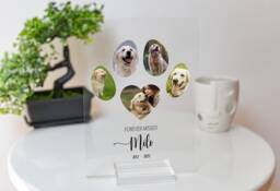 Custom Dog Photo Plaque Pet Memorial Gift, Paw Collage - thumbnail 1