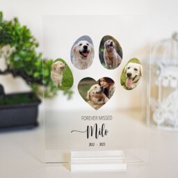 Custom Dog Photo Plaque Pet Memorial Gift, Paw Collage - thumbnail 3