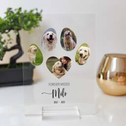 Custom Dog Photo Plaque Pet Memorial Gift, Paw Collage - thumbnail 2