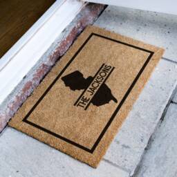 New Jersey State - Family Monogram Doormat Personalized Map Rug Closing Gift Us Silhouette Mat Realtor Home - thumbnail 2