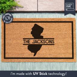 New Jersey State - Family Monogram Doormat Personalized Map Rug Closing Gift Us Silhouette Mat Realtor Home - thumbnail 1
