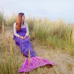Crochet Mermaid Tail Blanket, Chunky Snuggle Sack - thumbnail 4