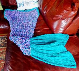 Crochet Mermaid Tail Blanket, Chunky Snuggle Sack - thumbnail 1