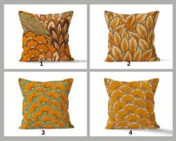 Mustard Flower Cushion Cover, Farmhouse Decor, Bedroom Floral Decoration, Living Room Accent, New Home Gift - thumbnail 1