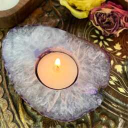 Purple Agate Slice Crystal Candle Holder - thumbnail 1
