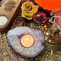 Purple Agate Slice Crystal Candle Holder - thumbnail 3