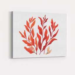 Modern Red Botanical Foliage Arrangement Illustration Canvas Wall Art Print Decor Picture Ready To Hang - thumbnail 4
