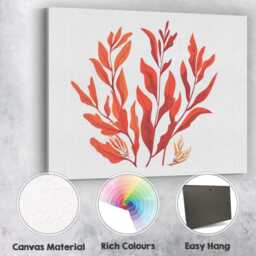 Modern Red Botanical Foliage Arrangement Illustration Canvas Wall Art Print Decor Picture Ready To Hang - thumbnail 2