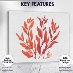 Modern Red Botanical Foliage Arrangement Illustration Canvas Wall Art Print Decor Picture Ready To Hang - thumbnail 1