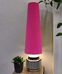 70cm Pink Tall Tapered Cone Lampshade in Velvet - thumbnail 1