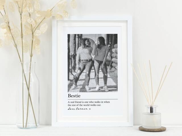 Personalised Best Friend Photo Gift - Friendship Keepsake Custom Black & White Print Sentimental Bestie Va065 - image 1