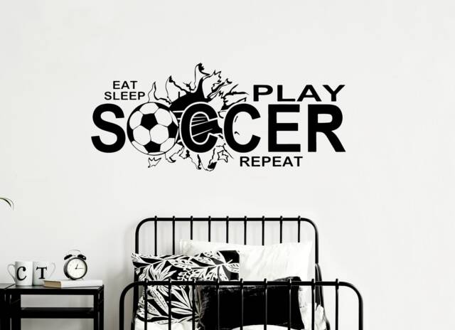 Eat Sleep Soccer Vinyl Wall Decal Teen Boy Bedroom Decor - image 1