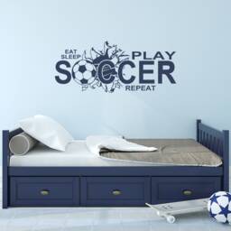 Eat Sleep Soccer Vinyl Wall Decal Teen Boy Bedroom Decor - thumbnail 2