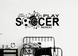 Eat Sleep Soccer Vinyl Wall Decal Teen Boy Bedroom Decor - thumbnail 1