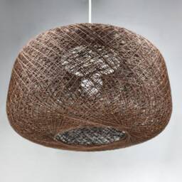 Brown Hemp Rope Pendant Light - Wheel Shaped Decor Lighting - 21.5'' - thumbnail 3
