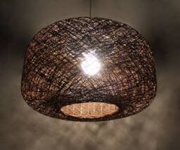 Brown Hemp Rope Pendant Light - Wheel Shaped Decor Lighting - 21.5''