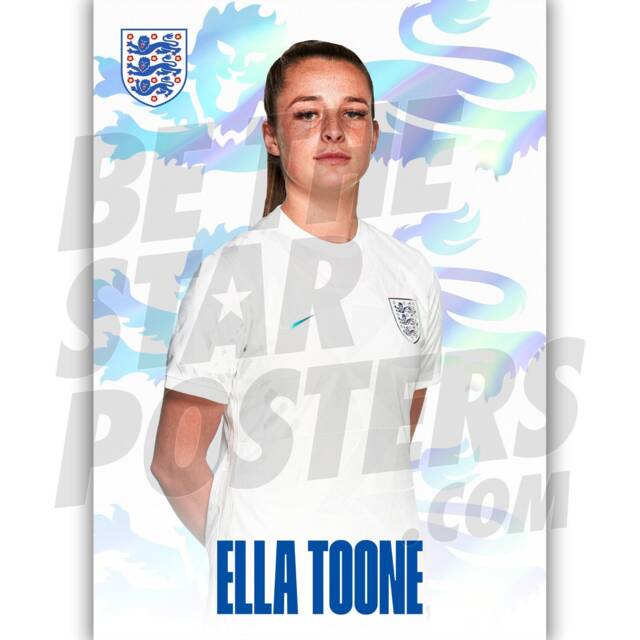 England Lionesses Toone Headshot Poster - Officially Licensed Product Sizes A4/A3 + Framed Option - image 1