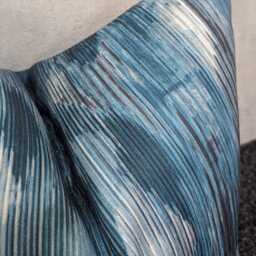 Blue & Teal Abstract Cushion Cover - Textured Satin Pillow Watercolour Design Modern Decorative Sofa - thumbnail 3