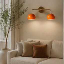 Mid-Century Modern Orange Dome Brass Wall Sconce Accent Lamp Home D??cor - thumbnail 2