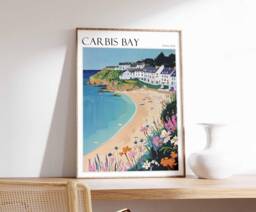 Carbis Bay Travel Poster Coastal Cornwall Art Print - thumbnail 1