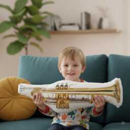 Custom Trumpet Plush Pillow Personalized Musical Instrument Music Room Decor - thumbnail 3