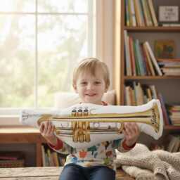 Custom Trumpet Plush Pillow Personalized Musical Instrument Music Room Decor - thumbnail 4