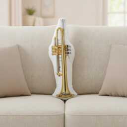 Custom Trumpet Plush Pillow Personalized Musical Instrument Music Room Decor - thumbnail 2