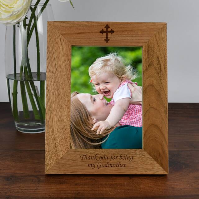 Personalised Thank You For Being My Godmother Wooden Photo Frame Christening Baptism New Baby Gift Ideas Godparent Him Her - image 1