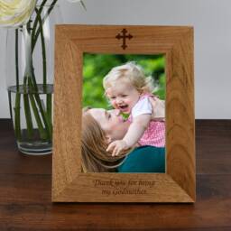 Personalised Thank You For Being My Godmother Wooden Photo Frame Christening Baptism New Baby Gift Ideas Godparent Him Her - thumbnail 1