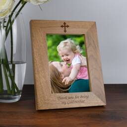 Personalised Thank You For Being My Godmother Wooden Photo Frame Christening Baptism New Baby Gift Ideas Godparent Him Her - thumbnail 2