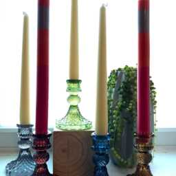 Translucent Vintage Candle Holder Set Colourful Tapered Glass Votive Home Decor Seasonal Styling Guide Candlestick Holder Mantel Set - thumbnail 3