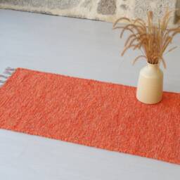 Small Handwoven Orange Rug, Bathroom Bedroom Cotton Bohemian Decor, Kitchen Tapis Orange, Orangefarbener Teppich - thumbnail 2