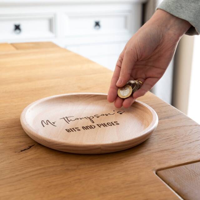 Personalised Best Teacher Accessory Tray Solid Beech Desk Tidy, Custom Text - Lc811 - image 1