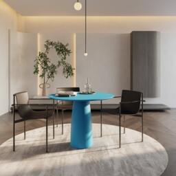 Kopar Round Blue Color Dining Table D98 - thumbnail 1