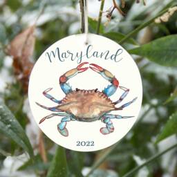 Blue Crab Ornament, Christmas Tree Personalized, Maryland Blue Crab, Coastal Ocean Theme Decoration, Gift - thumbnail 2