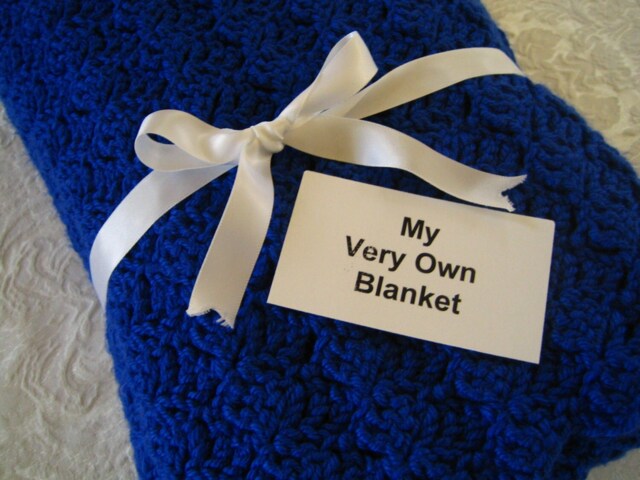 Royal Blue Hand Crocheted Baby Boy Blanket - image 1