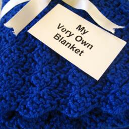Royal Blue Hand Crocheted Baby Boy Blanket - thumbnail 3