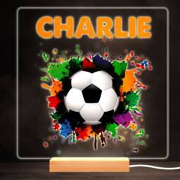 Colourful Splash Football Square Personalised Gift Lamp Night Light - Bedroom - thumbnail 1
