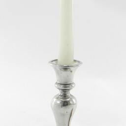 Beautiful English Style Candlestick Three Fires in Polished Pewter. Made Italy, Craftsmanship - thumbnail 2