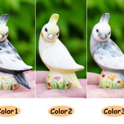 Porcelain Lutino Cockatiel Figurine, Cockatoo Figurine Decoration, Parrot Ornament - thumbnail 2